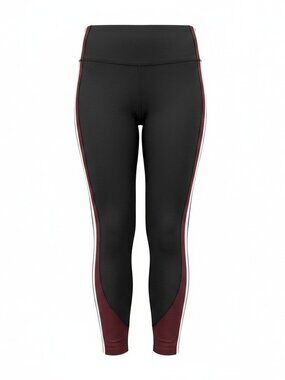 Athleta Leggings - Black and Maroon with White Stripe - Size Large